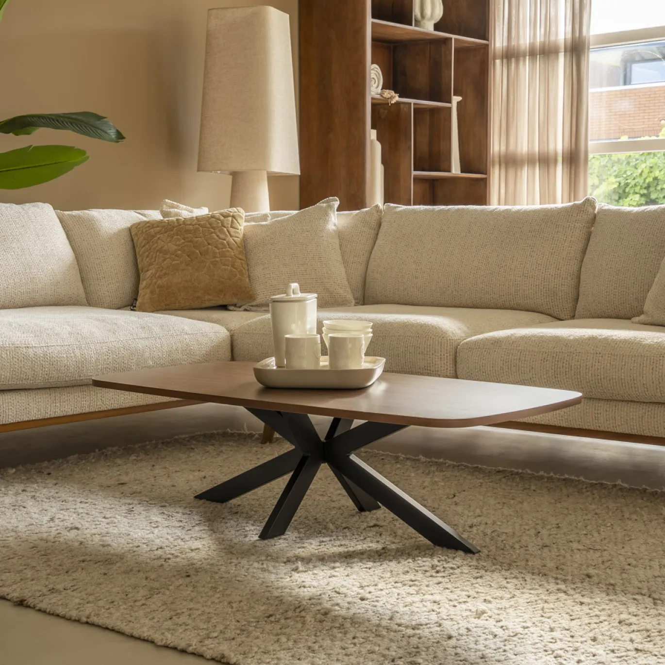 Salontafel Jaimy Walnoot Deens Ovaal 100cm - Giga Meubel