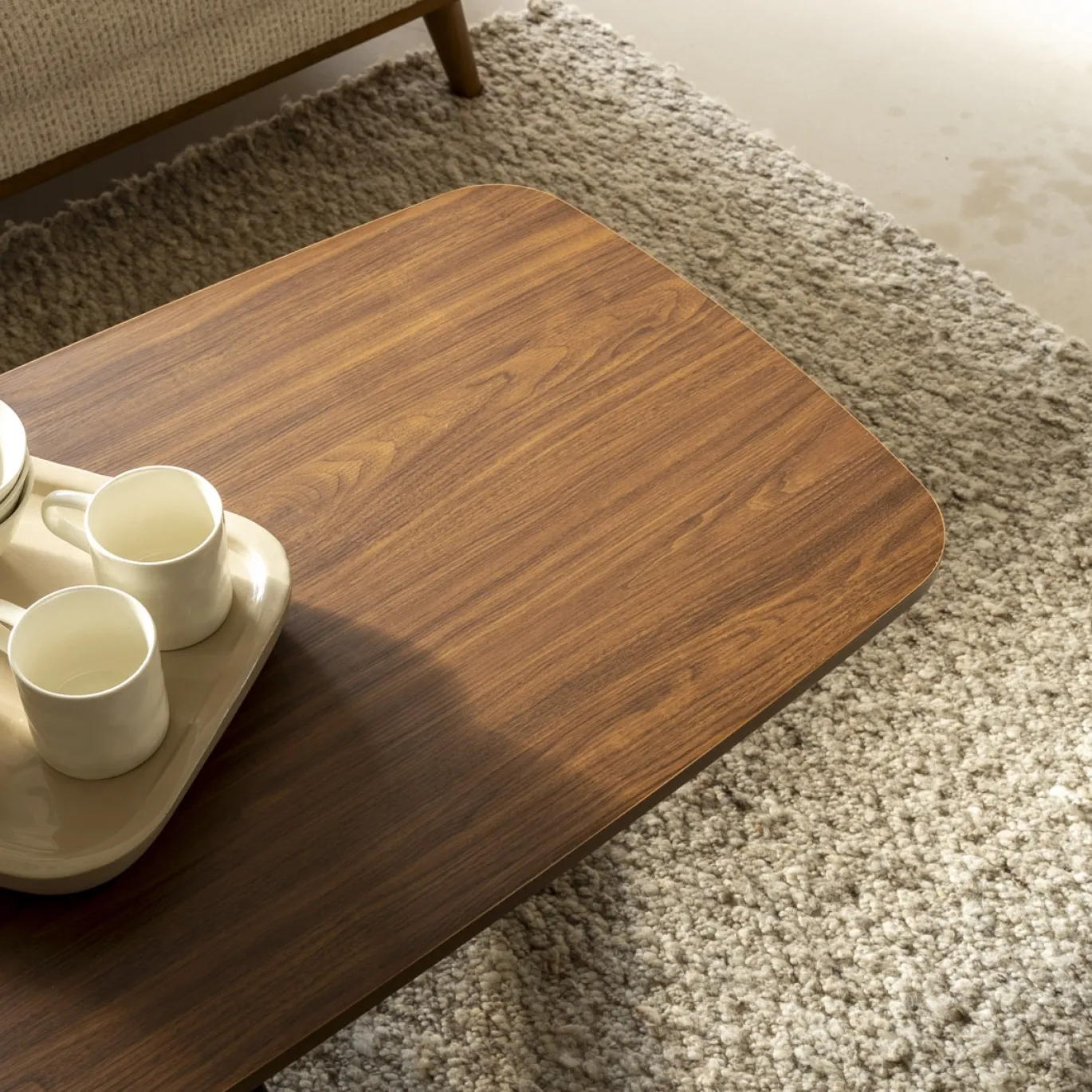 Salontafel Jaimy Walnoot Deens Ovaal 100cm - Giga Meubel