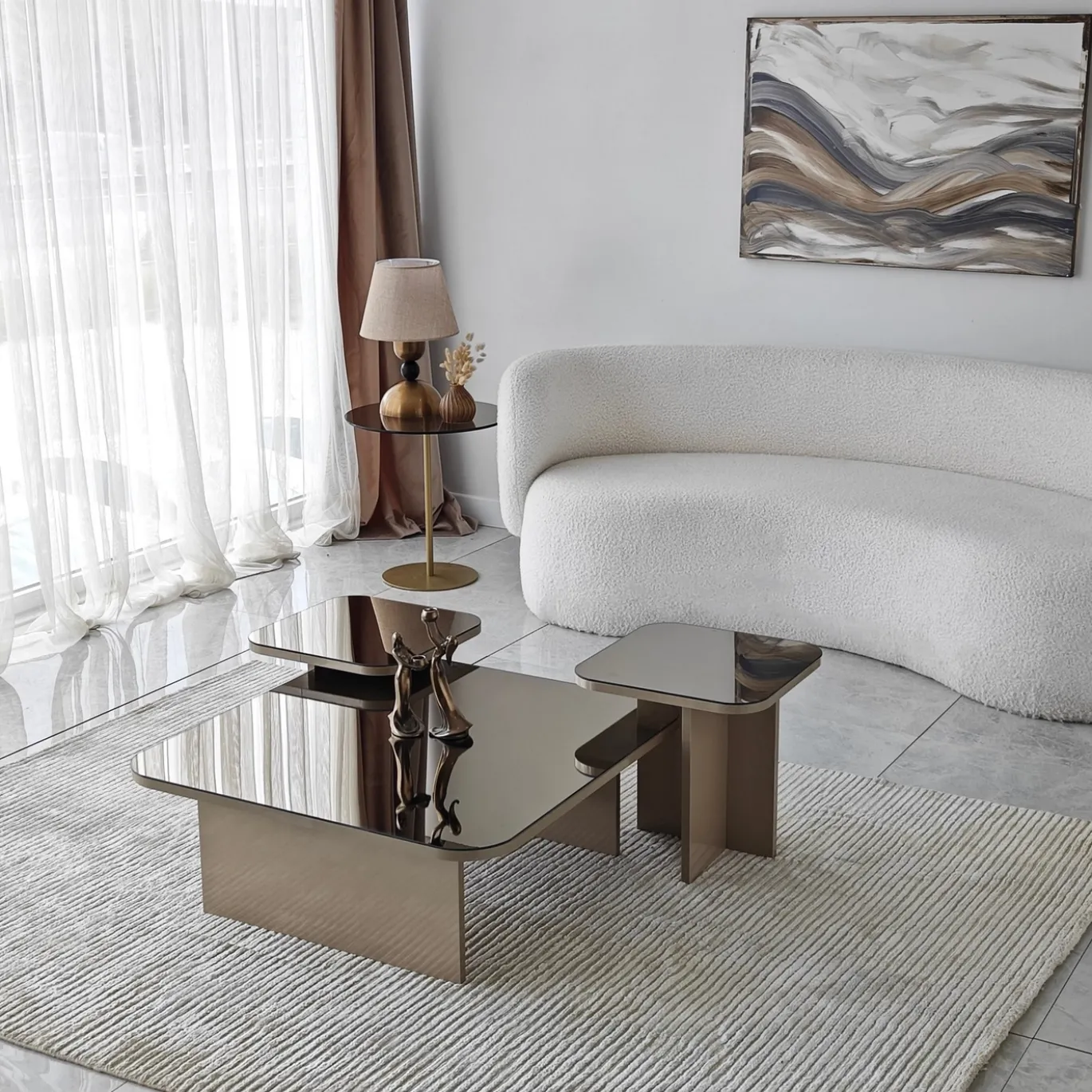Salontafel Jazz Beige/Brons Set van 3
