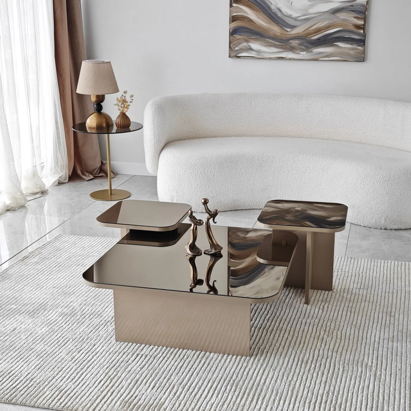 Salontafel Jazz Beige/Brons Set van 3