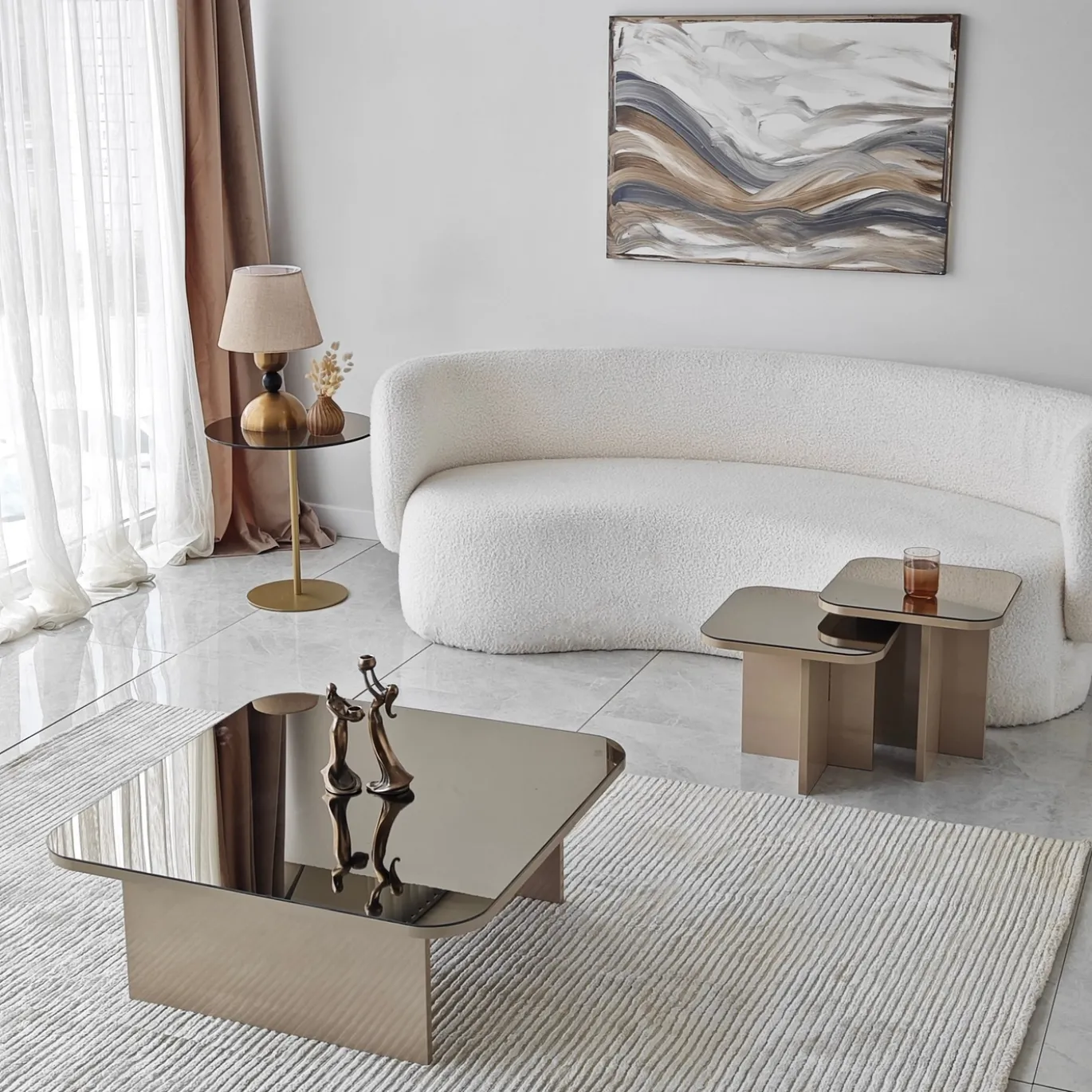 Salontafel Jazz Beige/Brons Set van 3
