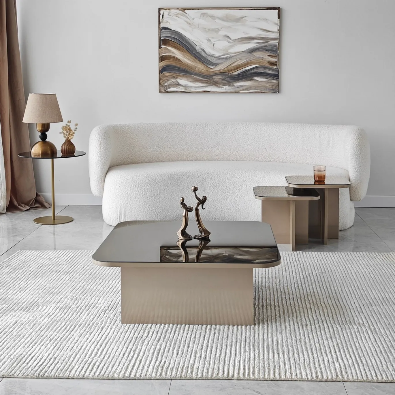 Salontafel Jazz Beige/Brons Set van 3