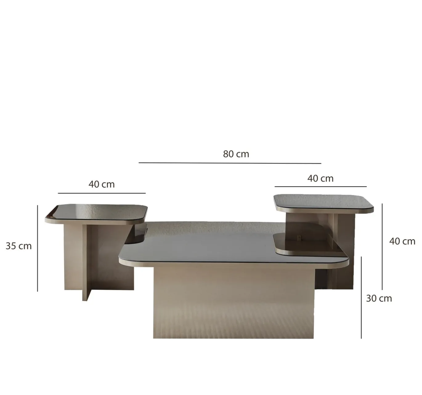 Salontafel Jazz Beige/Brons Set van 3