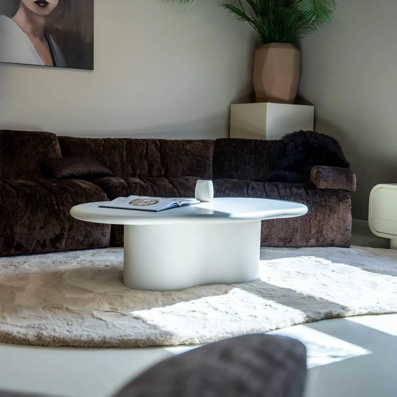 Salontafel Jessie Organisch Off-White 120cm - Giga Meubel