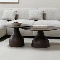 Salontafel Joji Walnoot Ø60cm - Giga Meubel