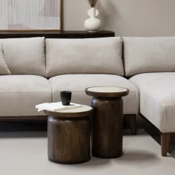 Salontafel Kaja Marmer Rond Ø38cm - Giga Meubel