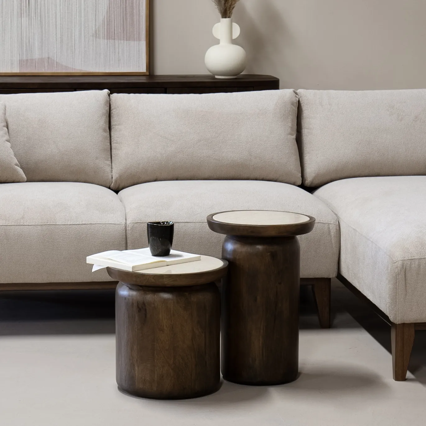 Salontafel Kaja Marmer Rond Ø38cm - Giga Meubel