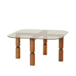 Salontafel Kei Brons Glas/Walnoot 80cm