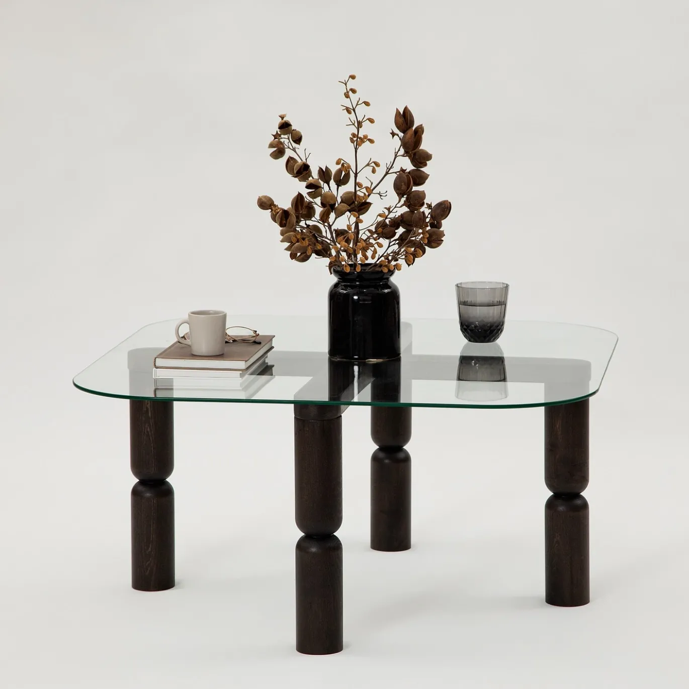 Salontafel Kei Glas/Antraciet 80cm