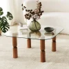 Salontafel Kei Glas/Walnoot 80cm