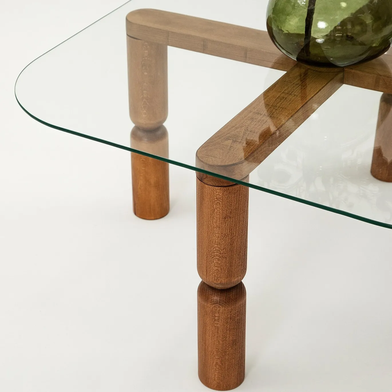 Salontafel Kei Glas/Walnoot 80cm
