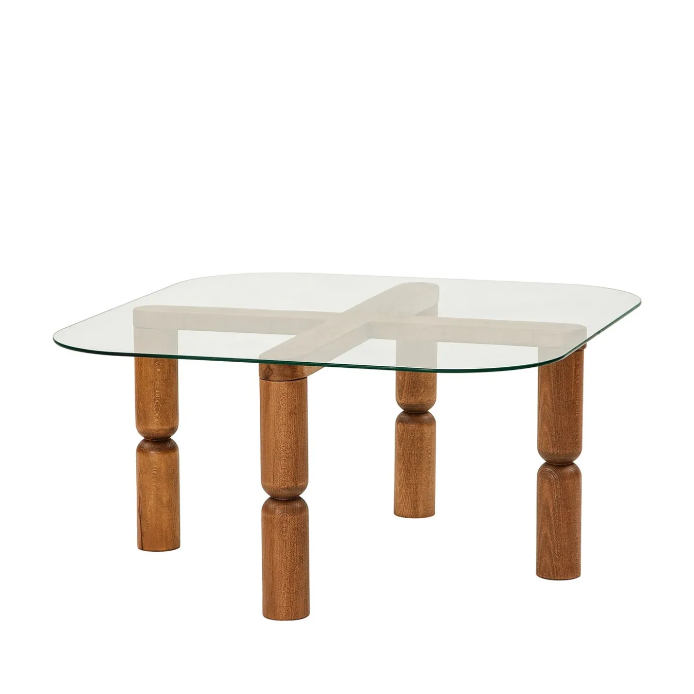 Salontafel Kei Glas/Walnoot 80cm
