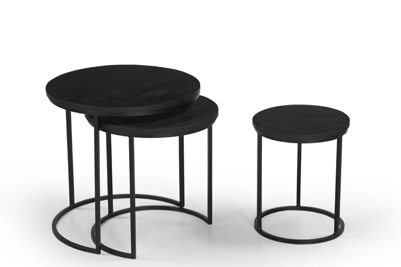 Salontafel Kila Zwart Rond Set Van 3 - Giga Meubel