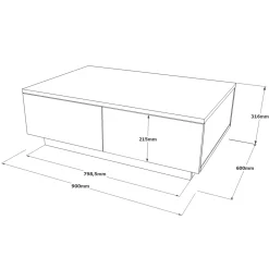 Salontafel Laval Massief Melamine Zilver Antraciet