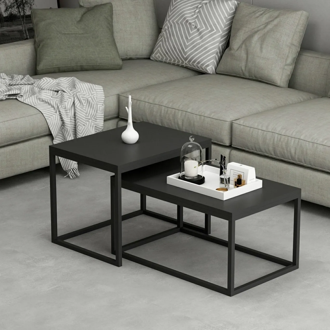 Salontafel Leka Zwart Set van 2