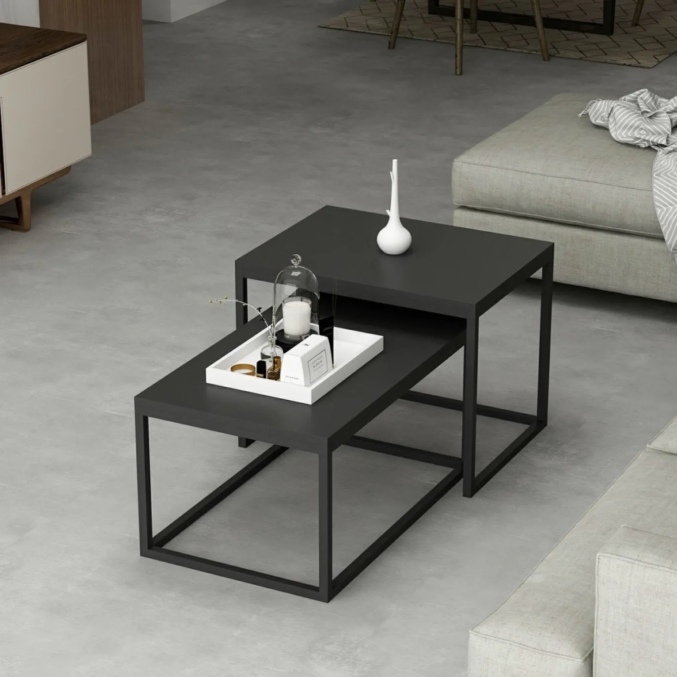 Salontafel Leka Zwart Set van 2