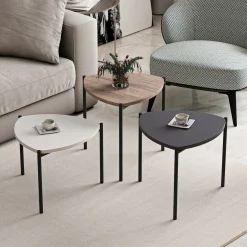 Salontafel Lenny Wit/Antraciet/Walnoot Set van 3