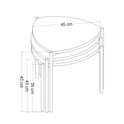 Salontafel Lenny Wit/Antraciet/Walnoot Set van 3