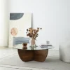 Salontafel Lily Glas Dennenhout Walnoot Ø90cm
