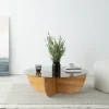 Salontafel Lily Glas Dennenhout Naturel Ø90cm