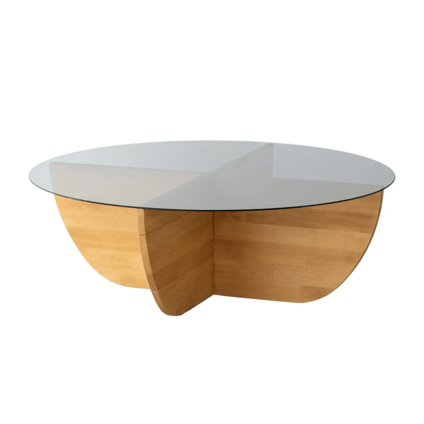 Salontafel Lily Glas Dennenhout Naturel Ø90cm