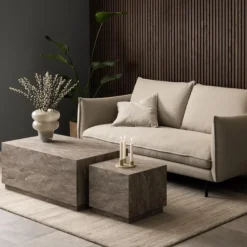 Salontafel Lima MDF Grijs Marmerlook Set van 2 - Giga Living