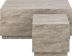 Salontafel Lima MDF Grijs Marmerlook Set van 2 - Giga Living