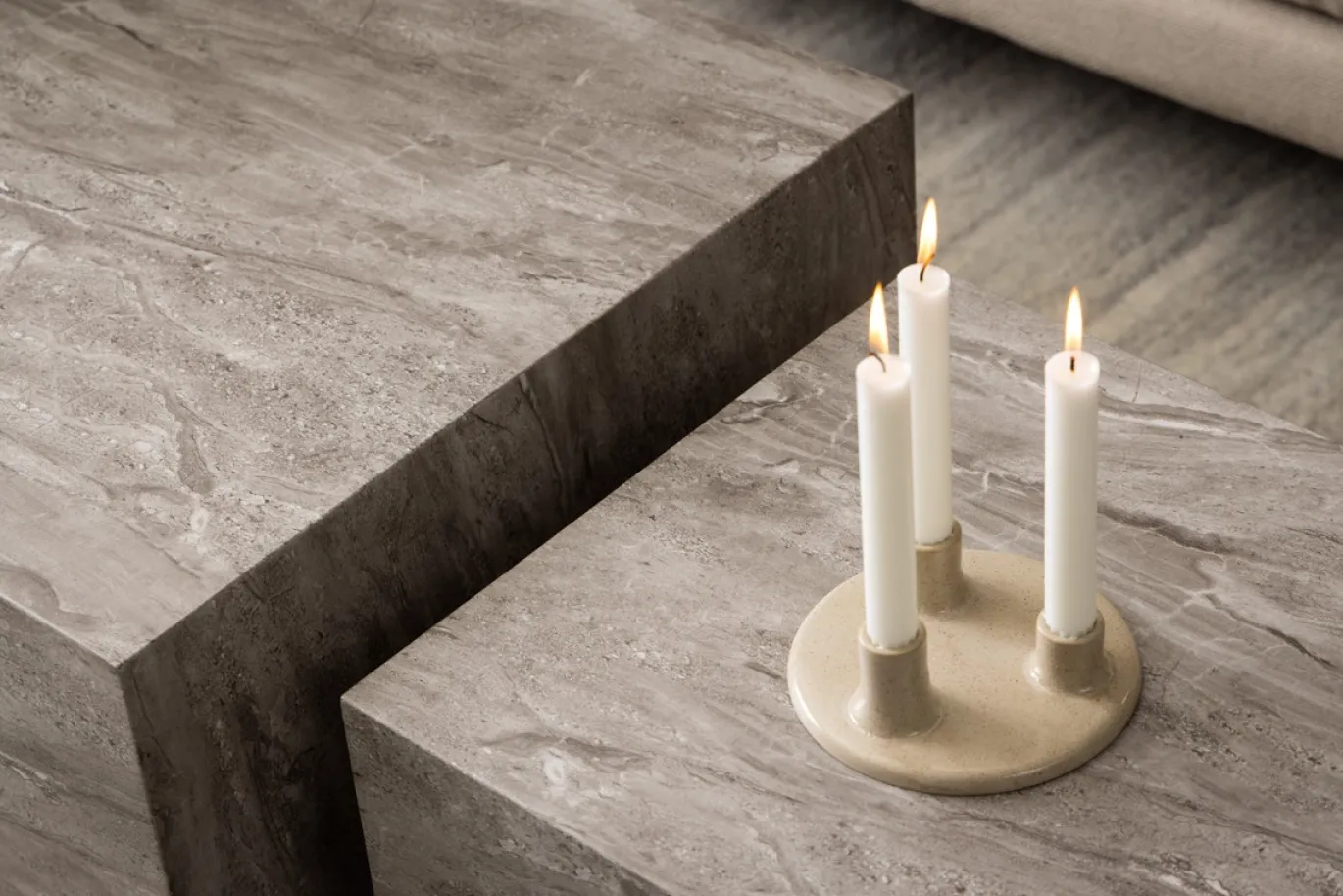 Salontafel Lima MDF Grijs Marmerlook Set van 2 - Giga Living
