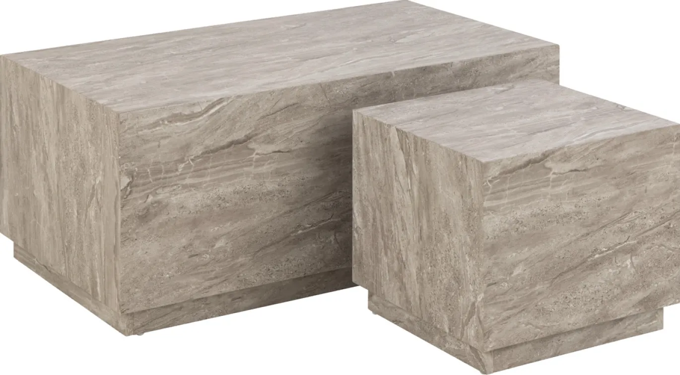 Salontafel Lima MDF Grijs Marmerlook Set van 2 - Giga Living