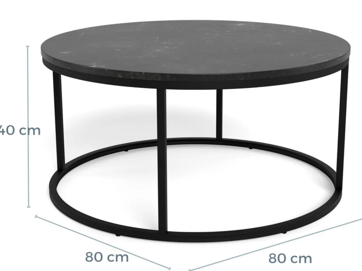 Salontafel Lior Marmer Zwart Ø80cm - Giga Living