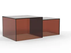 Salontafel Livo Glas Bruin Set van 2 50cm - Giga Living