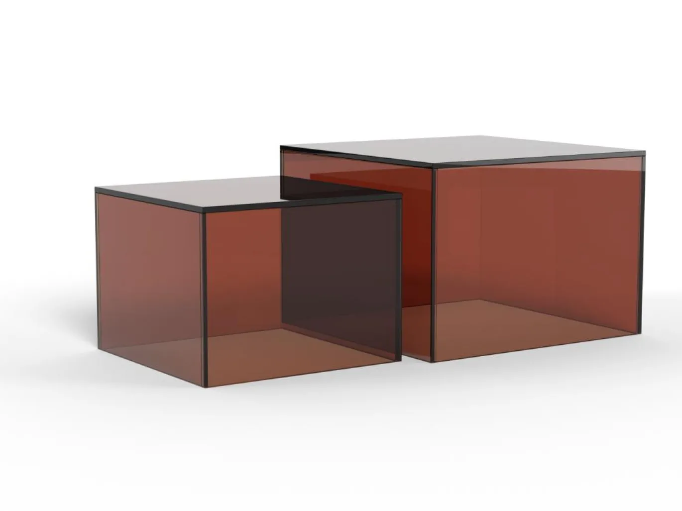 Salontafel Livo Glas Bruin Set van 2 50cm - Giga Living