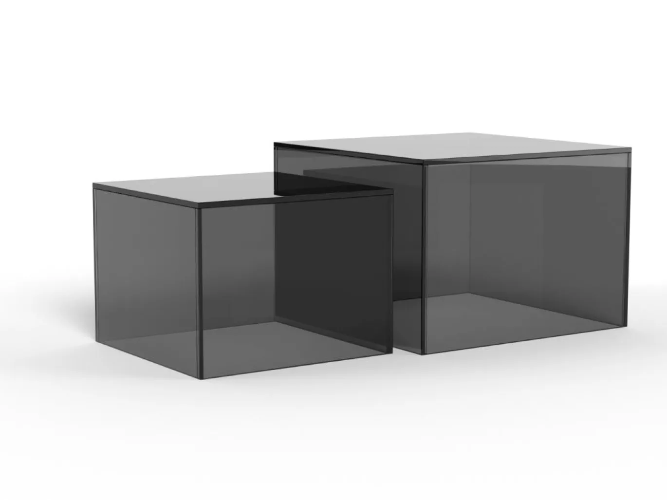 Salontafel Livo Glas Smoke Set van 2 50cm - Giga Living