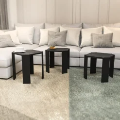 Salontafel Lori Zwart Marmerlook Set van 3