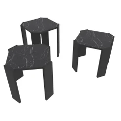 Salontafel Lori Zwart Marmerlook Set van 3