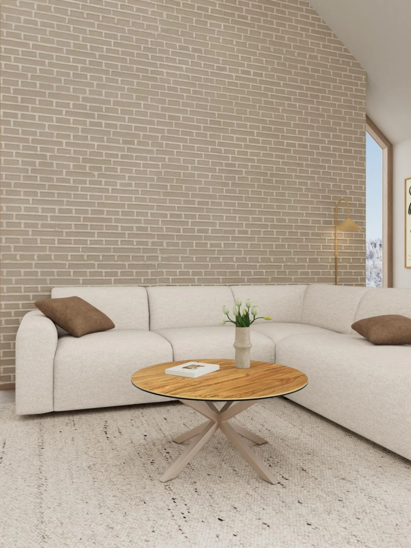 Salontafel Luno Keramiek Wild Eiken Grijs Ø82cm - Giga Living