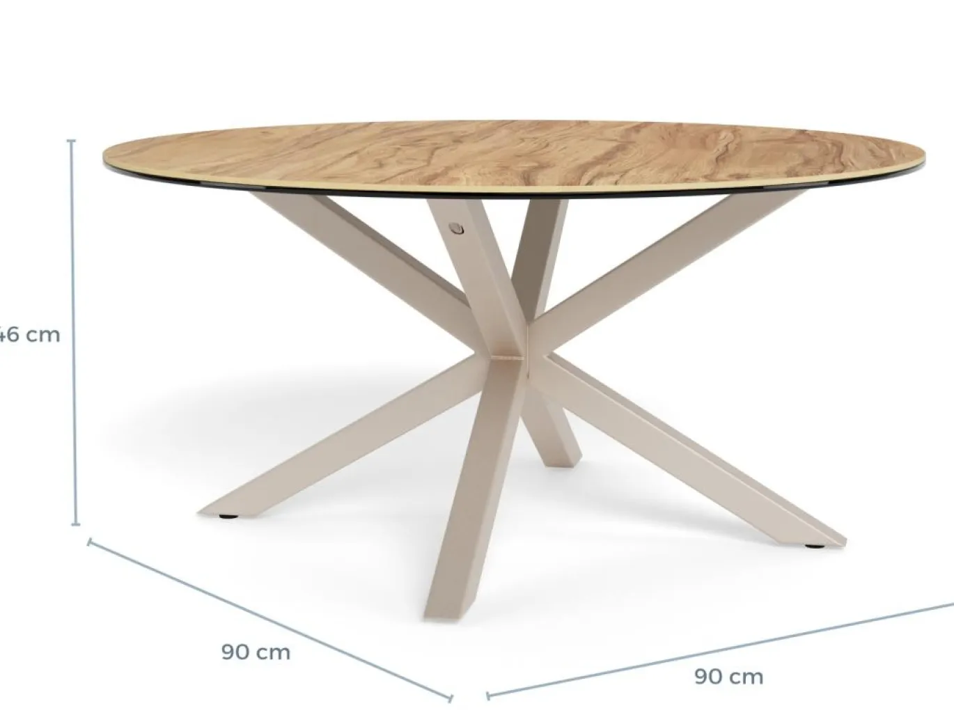 Salontafel Luno Keramiek Wild Eiken Grijs Ø82cm - Giga Living