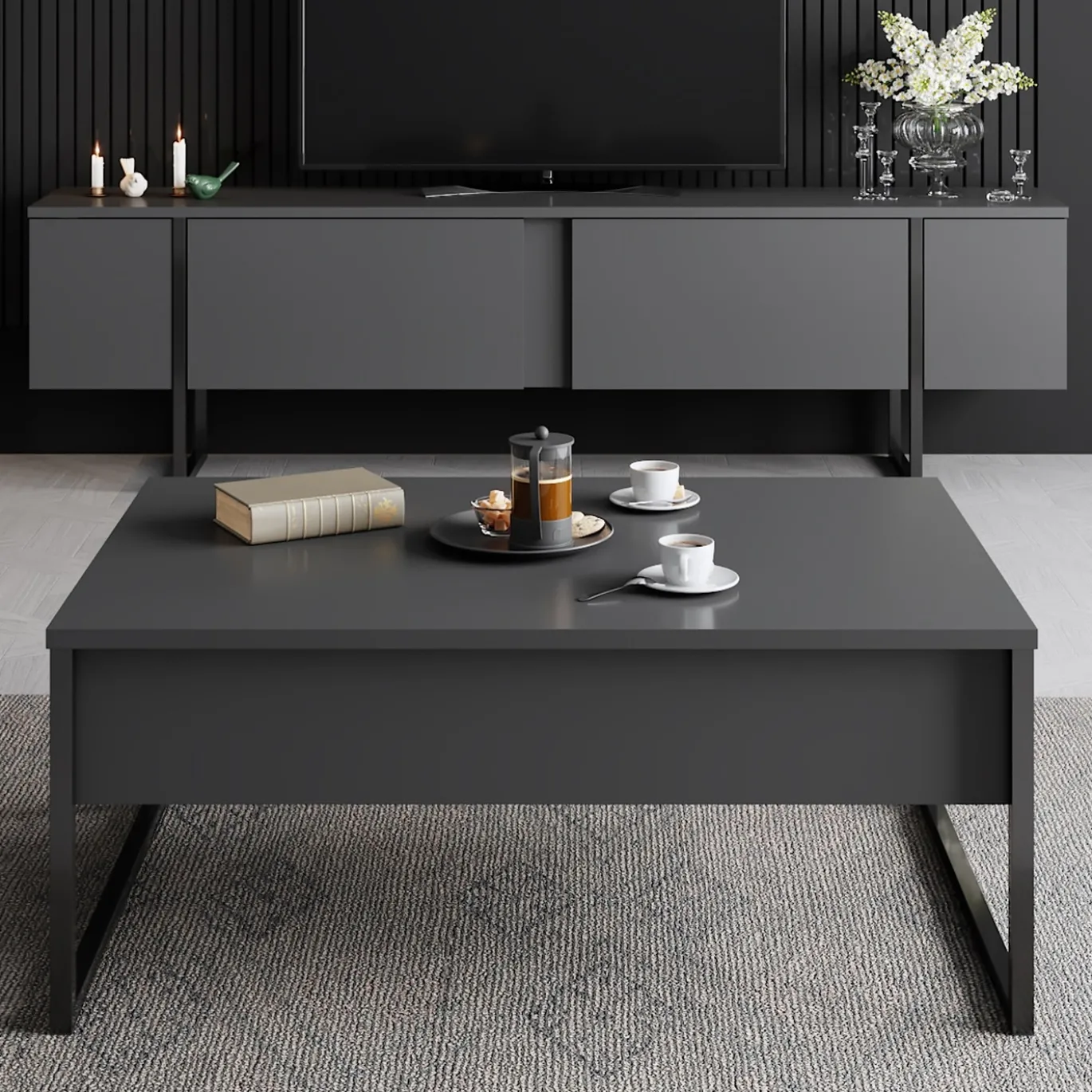 Salontafel Luxe Antraciet/Zwart