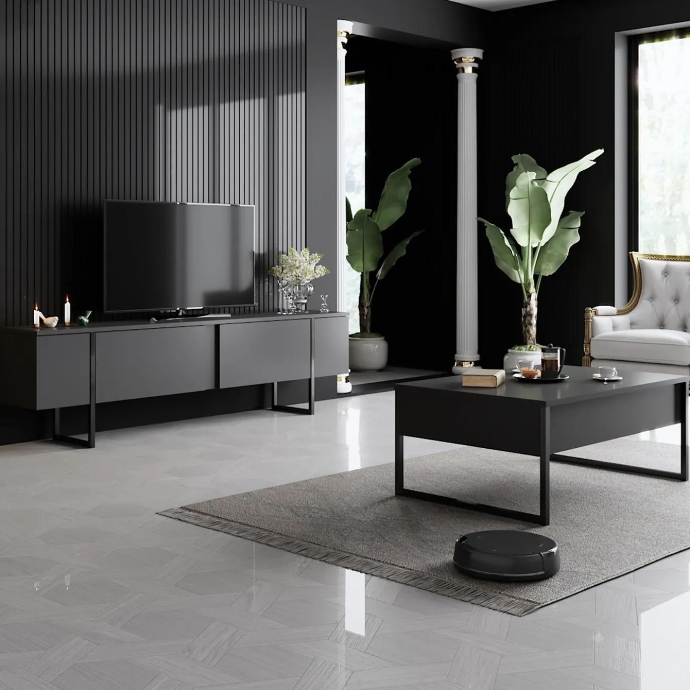 Salontafel Luxe Antraciet/Zwart