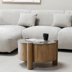 Salontafel Maeve Naturel Marmer 60cm - Giga Meubel