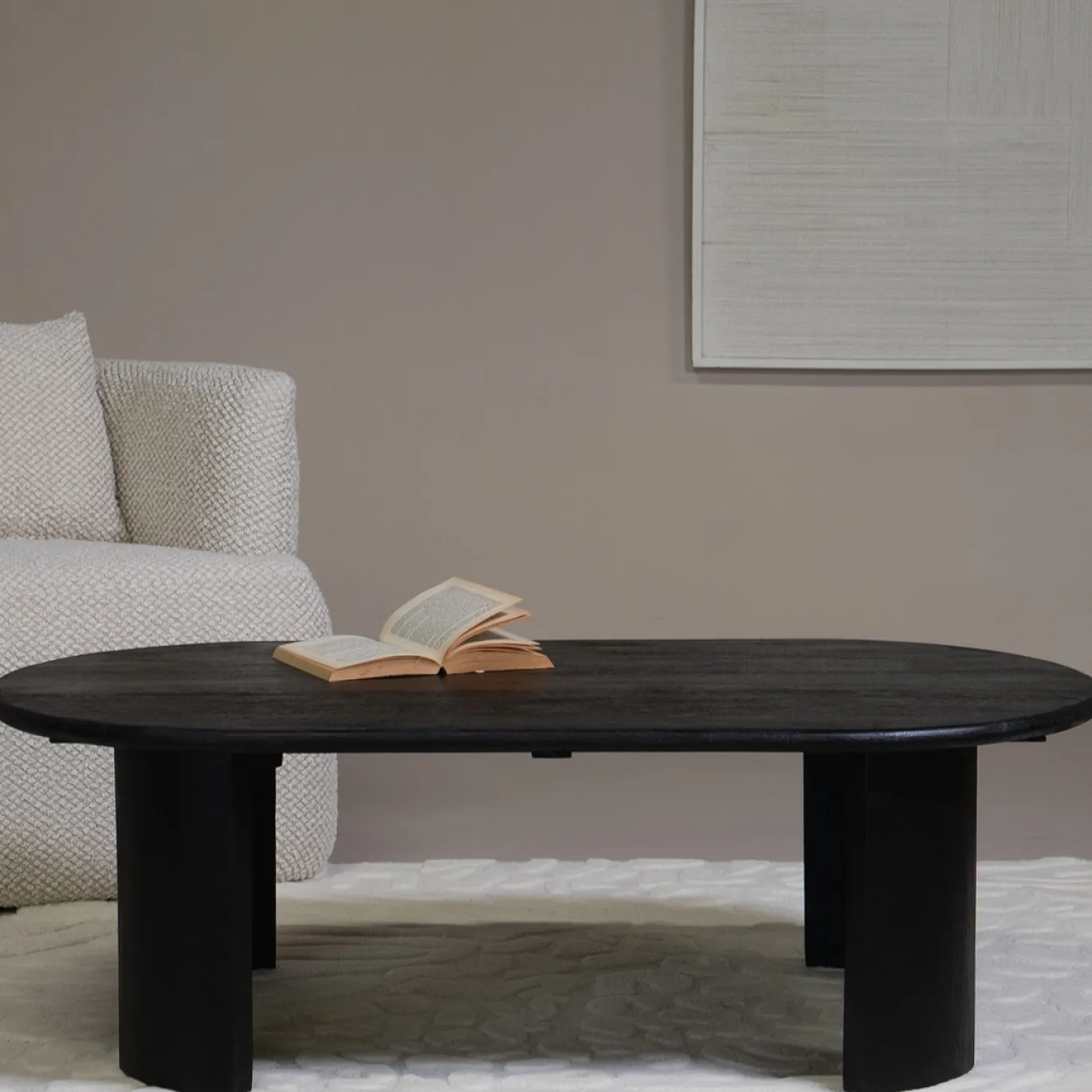Salontafel Maikel Zwart 120cm Mangohout - Giga Meubel