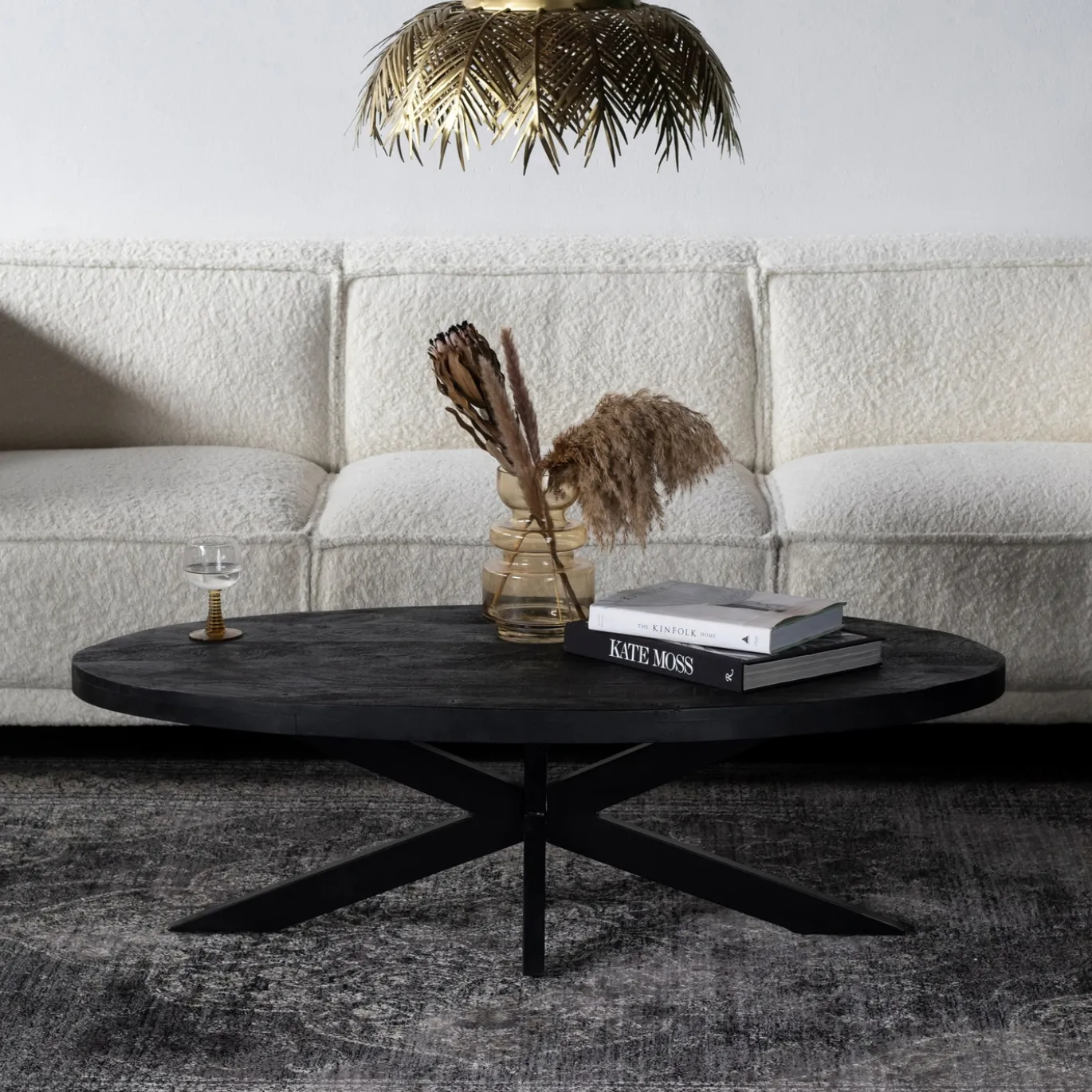 Salontafel Mansour Ovaal Zwart 130cm - Giga Meubel
