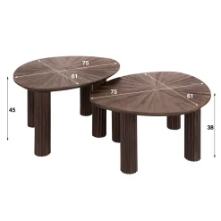 Salontafel Maya Driehoekig Walnoot Set van 2 - Giga Meubel