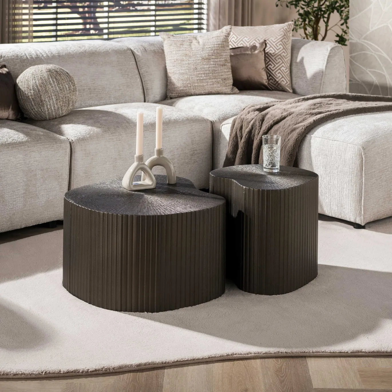 Salontafel Maya Ray Niervormig Set van 2 Brons Liquid Metal - Giga Meubel