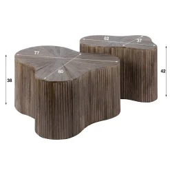Salontafel Maya Shamrock Walnoot Set van 2 - Giga Meubel