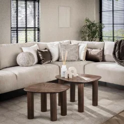 Salontafel Maya Vierhoekig Walnoot Set van 2 - Giga Meubel