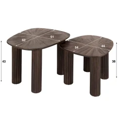 Salontafel Maya Vierhoekig Walnoot Set van 2 - Giga Meubel