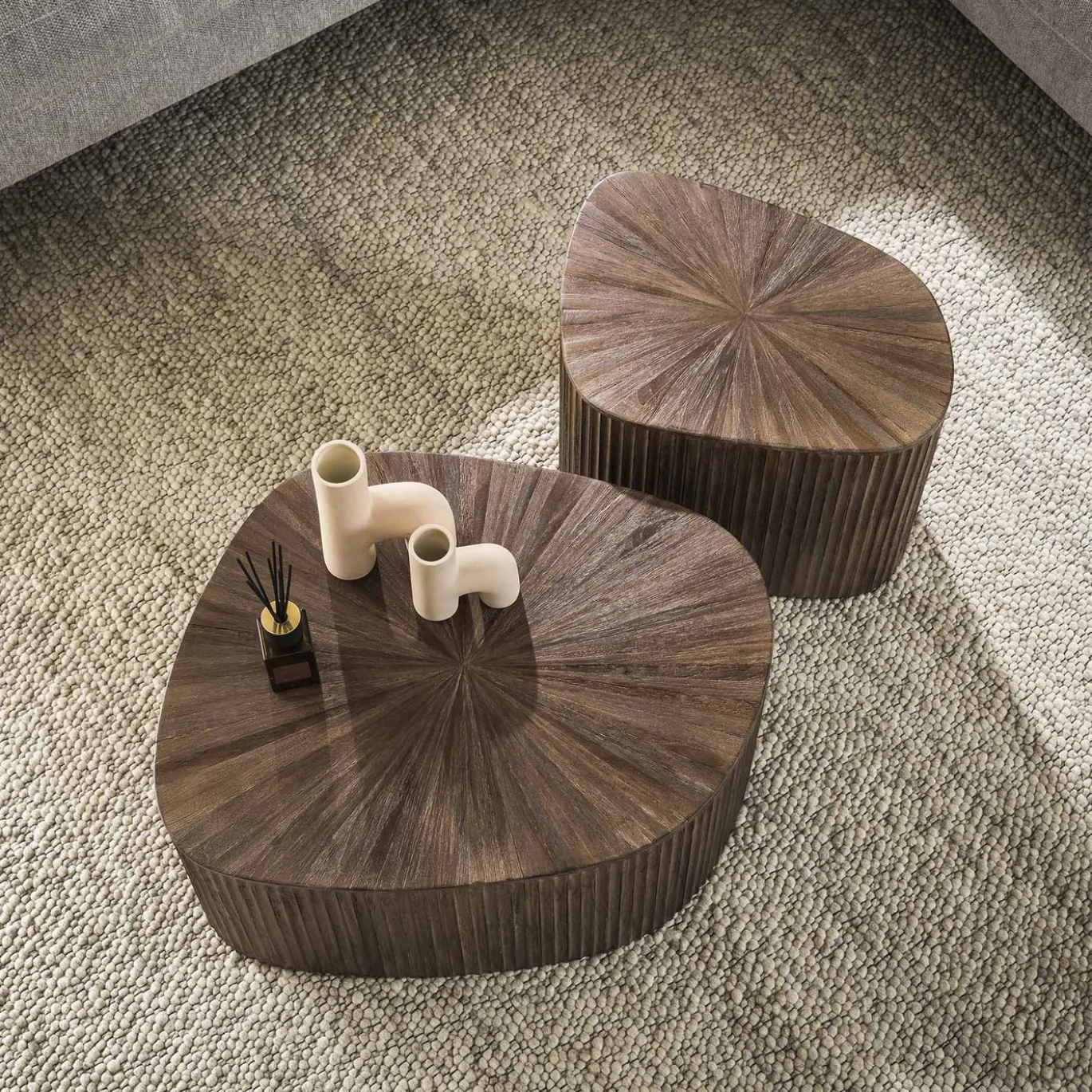 Salontafel Maya XL Vierhoekig Walnoot Set van 2 - Giga Meubel