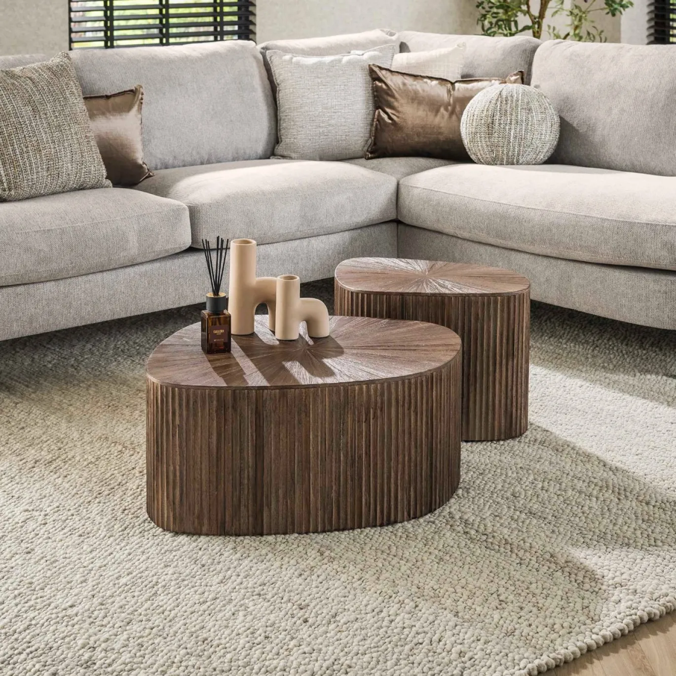 Salontafel Maya XL Vierhoekig Walnoot Set van 2 - Giga Meubel