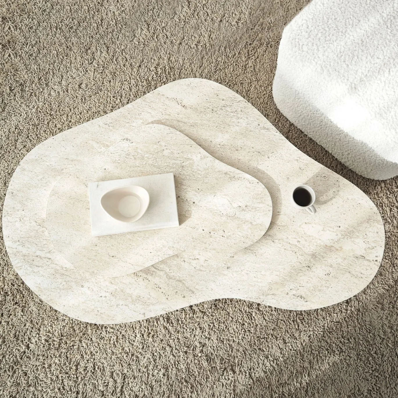 Salontafel Melted Travertinlook 105cm